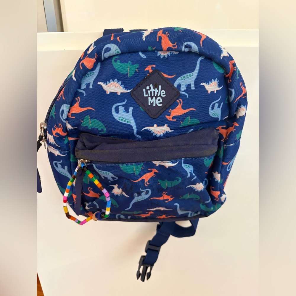 Little Me Navy Dinosaur Print Kids Backpack
